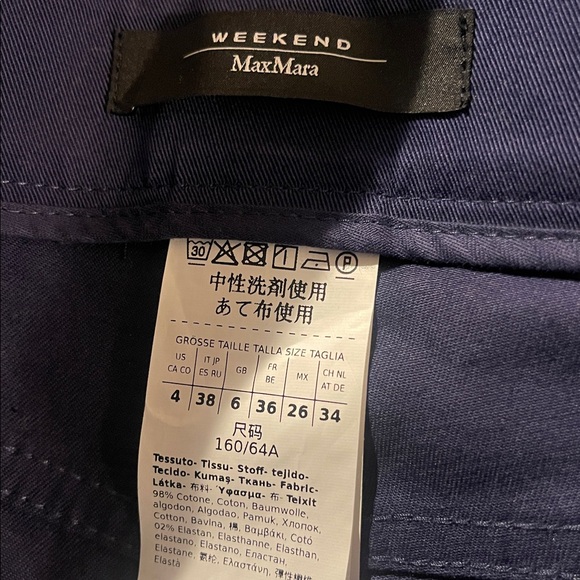 NWT: Weekend Max Mara Bosso Cropped Flared Trousers Size 4 in Navy Blue - Picture 8 of 8